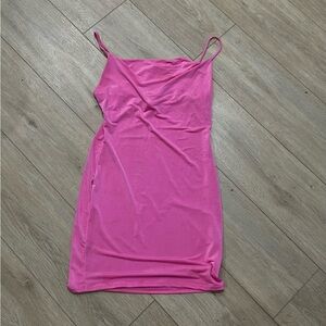 Pink bodycon dress with spaghetti straps